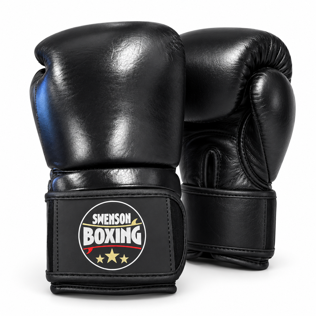 Black Swenson Boxing gloves on white background